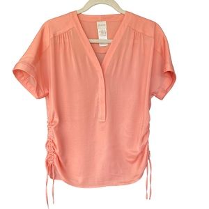 Chico’s Peach Blouse with Ruched Side Ties Small